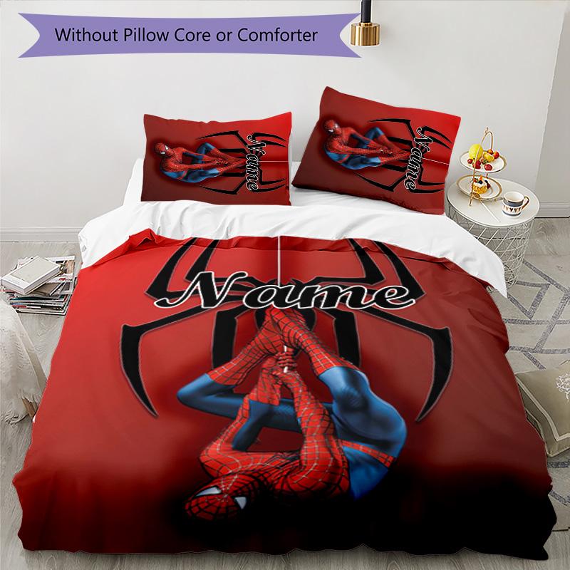 3pcs Spider Man1 Cover Set - Personalized Name, HD Printed Bedding with 1 Cover and 2 Pillowcases - Perfect for Home Decor, Easy Care