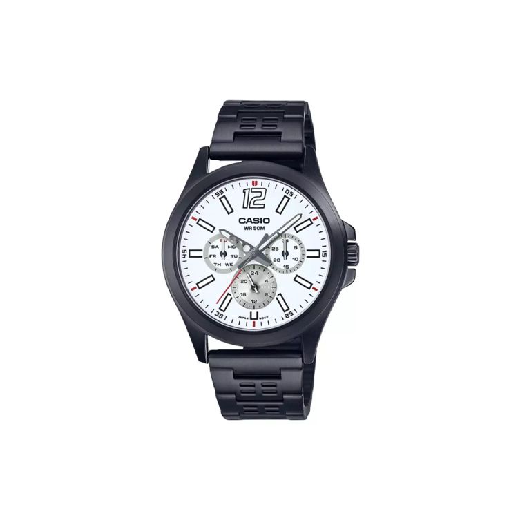Casio Standard Series 50M Waterproof Quartz Movement Stainless Steel Strap Watch Men watches White MTPE350B7B White