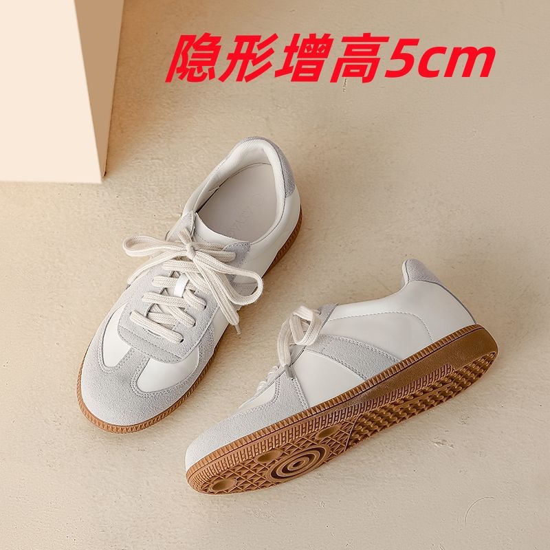 Inner height increase women's versatile casual lace-up white shoes thick-soled small college style small size board shoes women