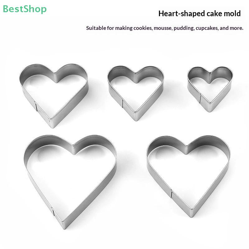 5Pcs Heart-Shaped Cookie Cutter Set - Stainless Steel Multi-Size Baking Tools For Cookies/Desserts