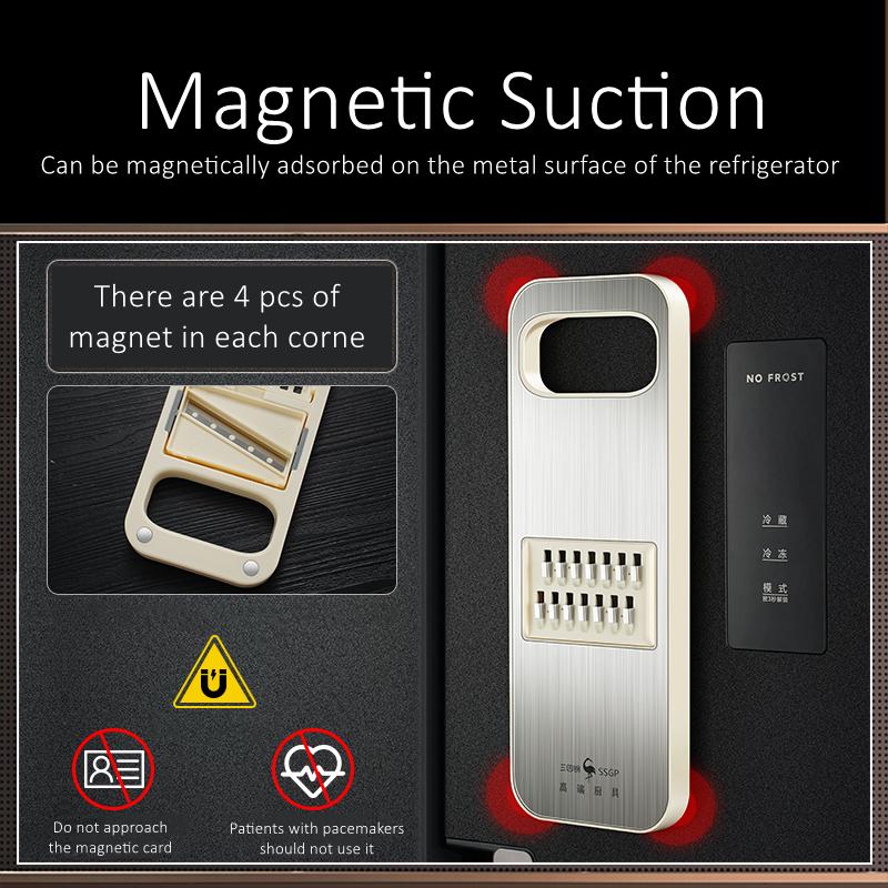 LFGB Certificate 420 Stainless Steel Blade Magic Chopper Magnetic Suction Back Slicer for Potato Cucumber Carrot Garlic Crusher