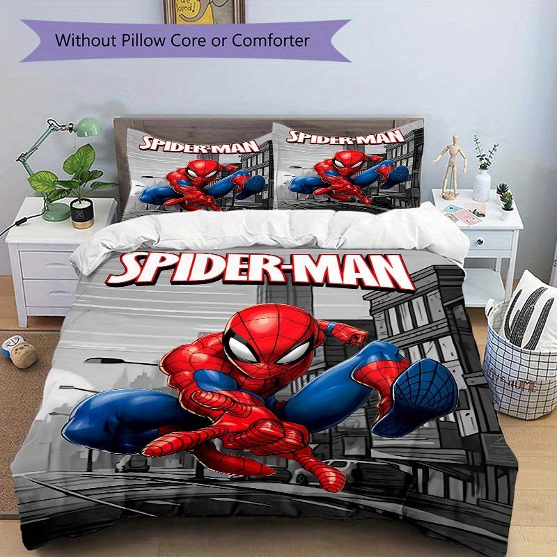 3pcs Spider-Man Printed Bedding Set, Breathable And Soft, Machine Washable, Christmas Gift, Suitable for Bedroom Decoration, 102