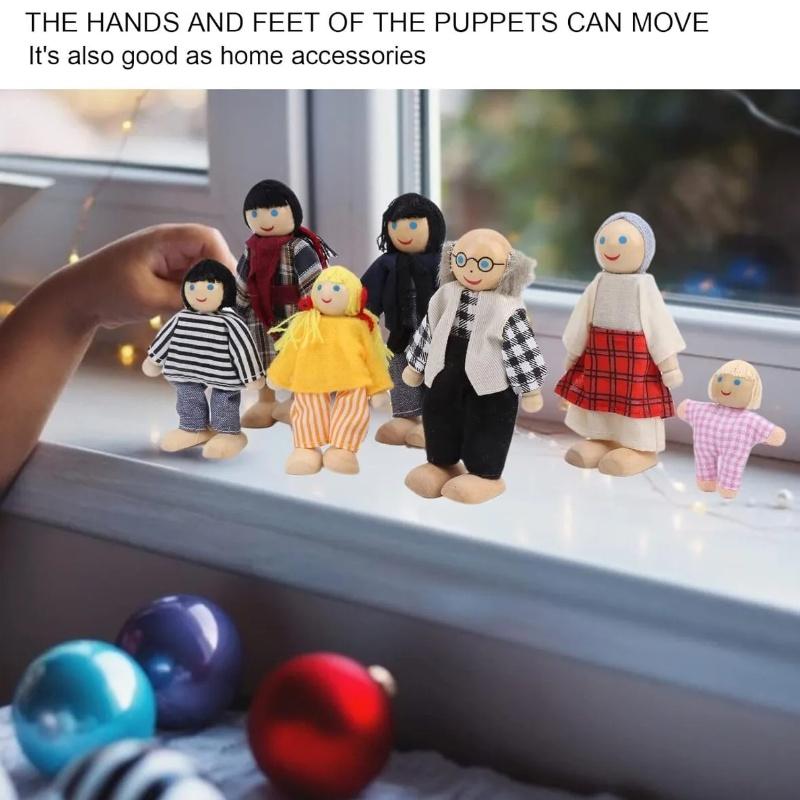 Handcrafted Wooden Family Puppets Jointed And Lifelike Ideal For Display Or Play