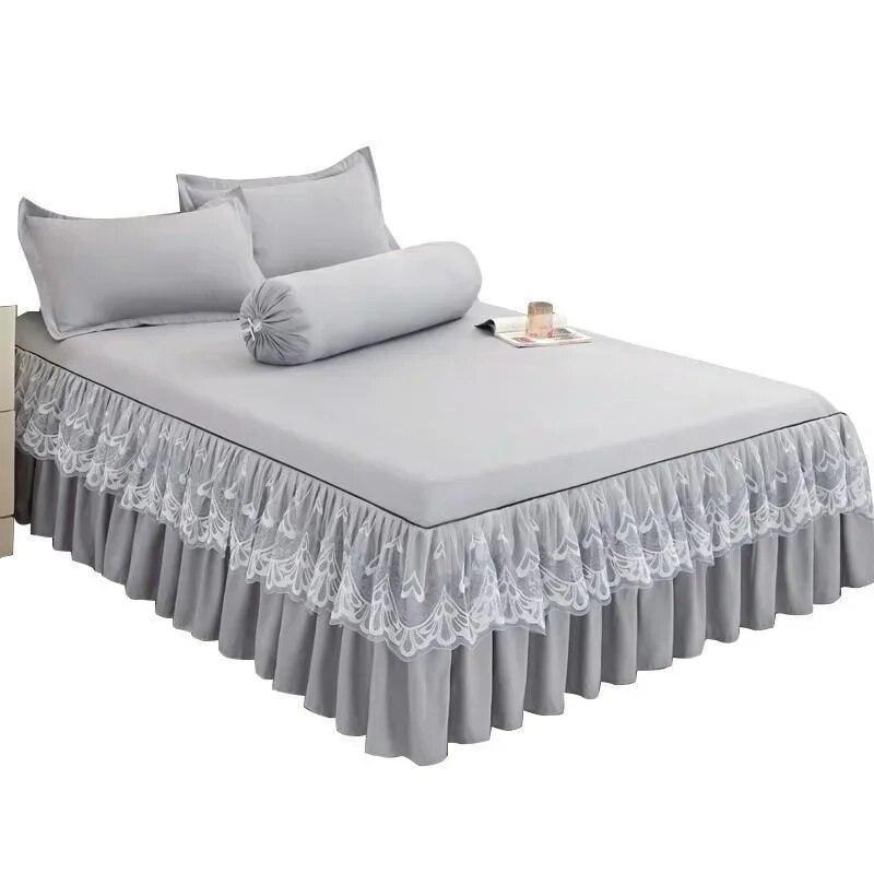 9 Farben Rüschen Spitzenrock Tagesdecke Heimtextilien Massiv Bettrock Schlafzimmer Bettdecken Tagesdecken Laken Staubschutz Bettwäsche