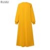 ZANZEA Women Casual Round Neck Long Sleeve Loose Ruffles Sweatshirt Dress