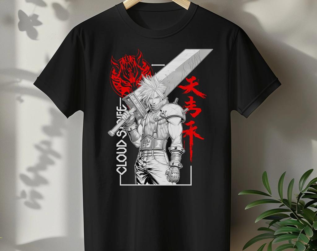 FINAL FANTASY 7 Cloud Strife Anime T Shirt Unisex Softstyle Tee Gaming Streetwear Graphic TShirt for Gamers Stylish Japanese Shirt