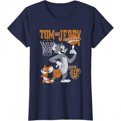 

Tom And Jerry Womens/Ladies Spinning Basketball Cotton T-Shirt XXL білий