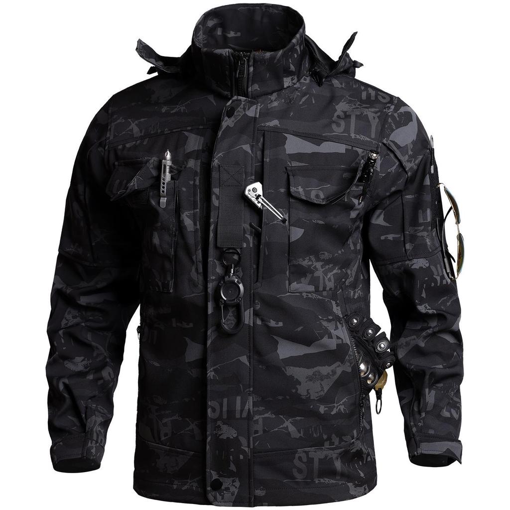 Men's Durable Waterproof Camouflage Jacket & Pants Set - Breathable Workwear for Spring & Autumn Outdoor, Tactical, and Mountaineering Use