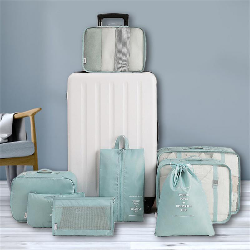 8 Pcs Packing Cubes Set, Waterproof Travel Luggage Organizer Bags, Multi-Size Clothes Underwear Shoe Storage Packing Cubes