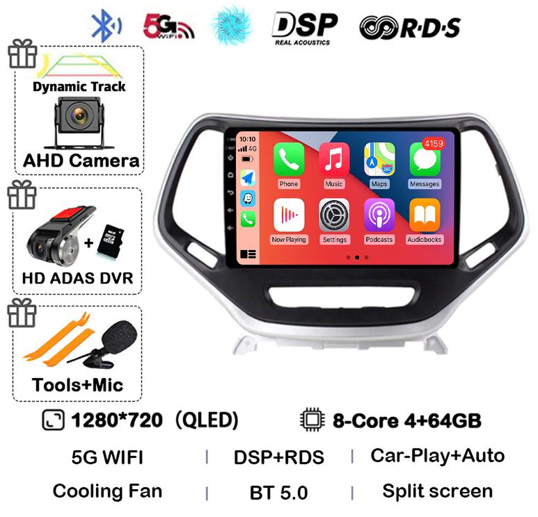 Android 14 Carplay Auto WIFI+4G Pentru Jeep Cherokee 5 KL 2014 2015 2016 2017 2018 GPS Radio Auto Multimedia Player Video Stereo