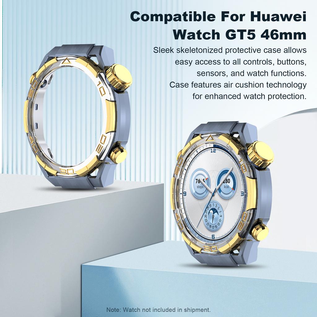 Nytt hårt PC-fodral kompatibelt för Huawei Watch GT5 46 mm Tillbehör Anti-fall Skyddande Cover Ram Utskuren Urram Bumper