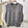 Women Sweater Vest Solid Vintage Casual Spring V-Neck Design Sleeveless Vest Elegant Waistcoats