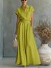 European & American Cotton-Linen Button-Down Shirt + High-Waisted Wide-Leg Pants Set