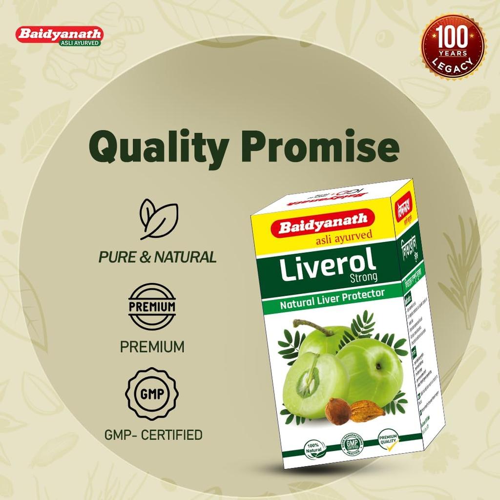 Baidyanath Liverole Strong Ayurvedic Liver Health Supplement 50 Tablets X Pack of 3 for Detox & Vitality