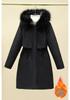 Women's Mid-Length Winter Parka: Thickened Velvet, Korean Style, Loose Fit, Large Fur Collar Cotton Jacket