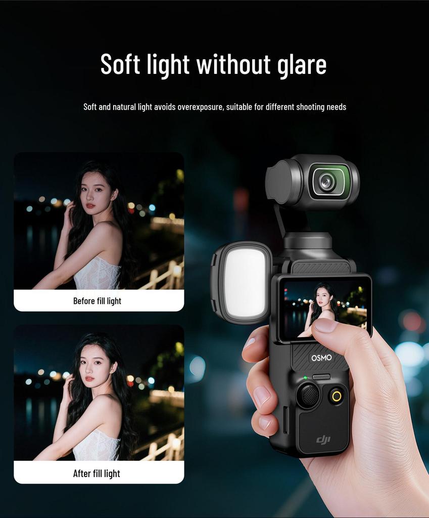 Kompatibel mit DJI Action 5 Pro/4/6 Mini, Tragbares Fülllicht für Pocket 3/4 mit magnetischer Schnellbefestigung.