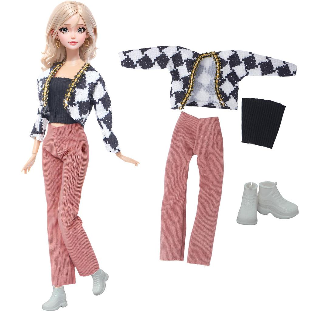 11.5'' Girl Doll Clothes with Shoes Mixed Style Winter Coat Blouse Pants Dress 11.8'' 30cm Doll Boots Accesories Toy