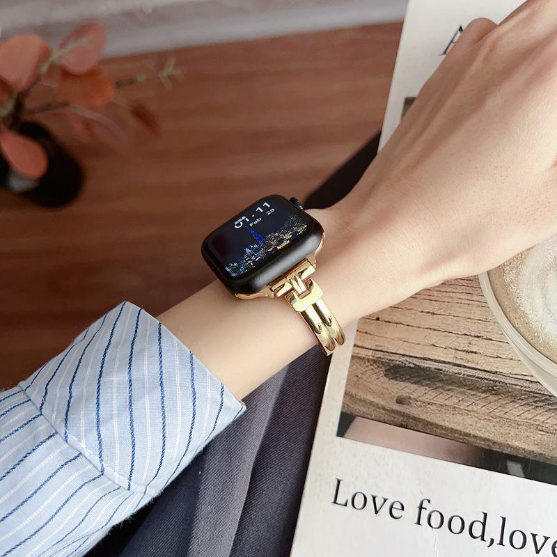 Slim Metal Bands for Apple Watch Strap 38 40 41mm 42mm 44 45 46 49mm Women Bracelet for Iwatch Series 10 9 8 7 6 SE Watch Correa