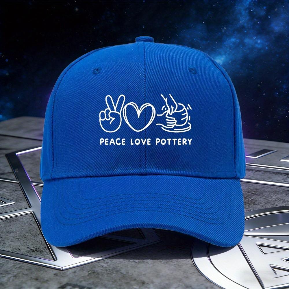 Peace Love Pottery Baseball Cap Polyester Casual Adjustable Snapback Hat for Pottery Enthusiasts