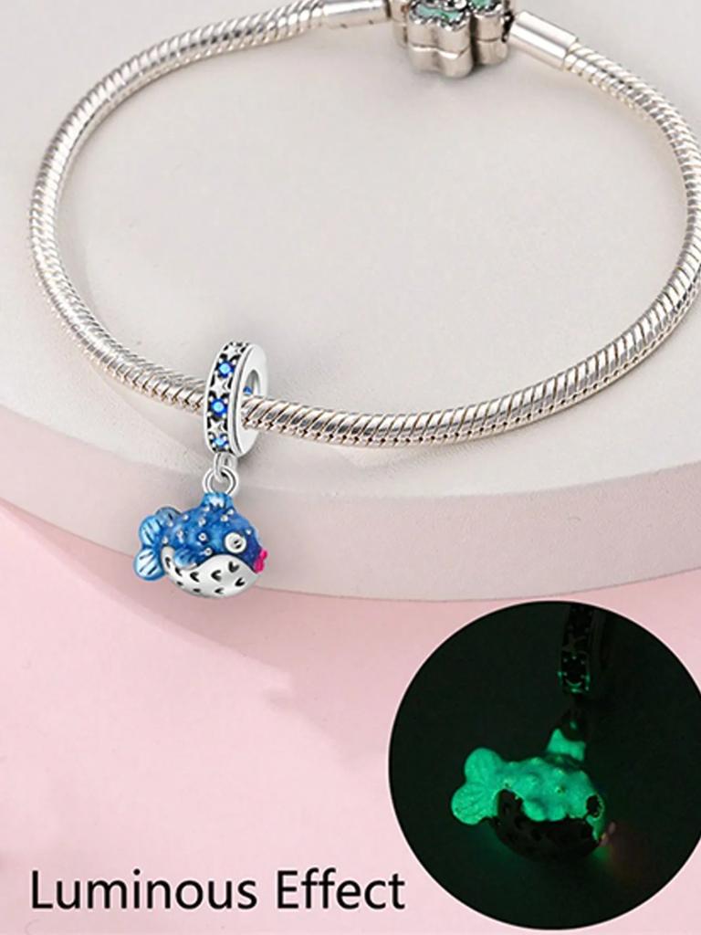 Copper Colors Marine Bioluminescent Jellyfish Beads Charm Pendant For Original Bracelet For Women Diy Jewelry Love Gift