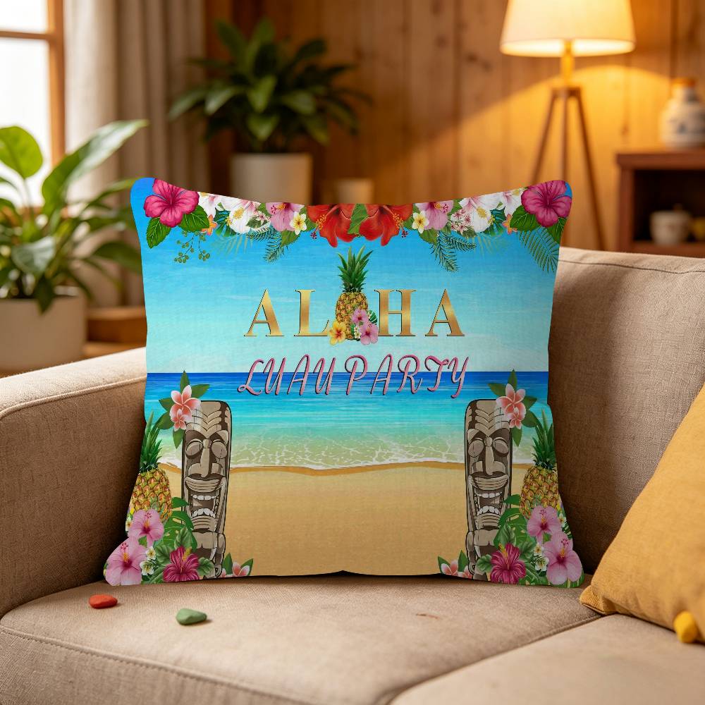 Summer Hawaii Beach Tropical Flowers Aloha Luau Sea Cushion Cover Polyester Sofa Cushions Throw Pillows Home Decor Pillowcover