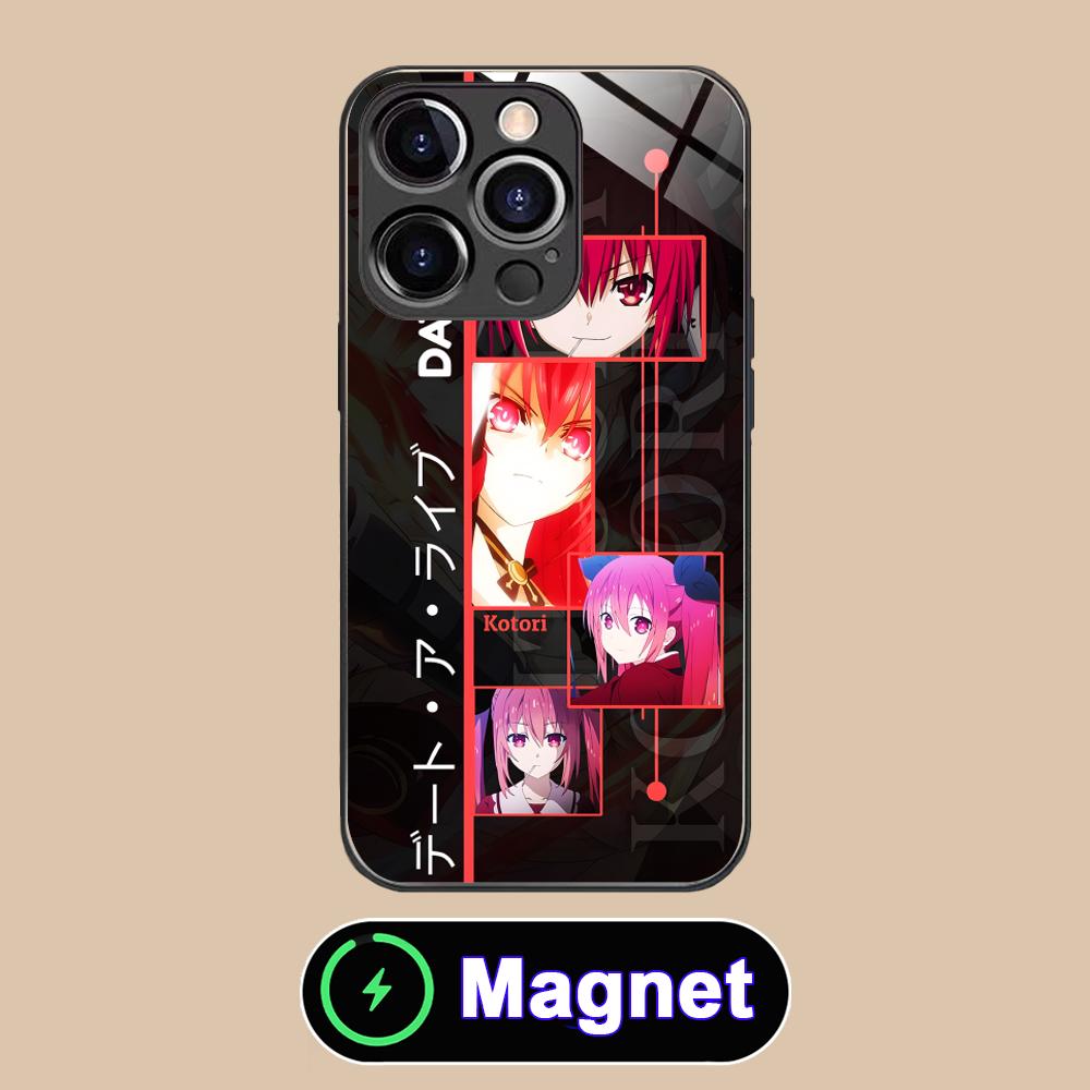 Date a Live Kotori Itsuka Glass MagSafe Mobile Phone Case for iPhone 17 16 15 14 13 12 11 Air Pro Max Plus Mini Colorful Cover