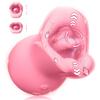 3IN1 Silicone Mouth Tongue Clitoral Stimulator Rose Sex Toy with 10 Licking Biting & Vibrating Modes, Clit Nipple Vibrators for Female Male Sex Toys