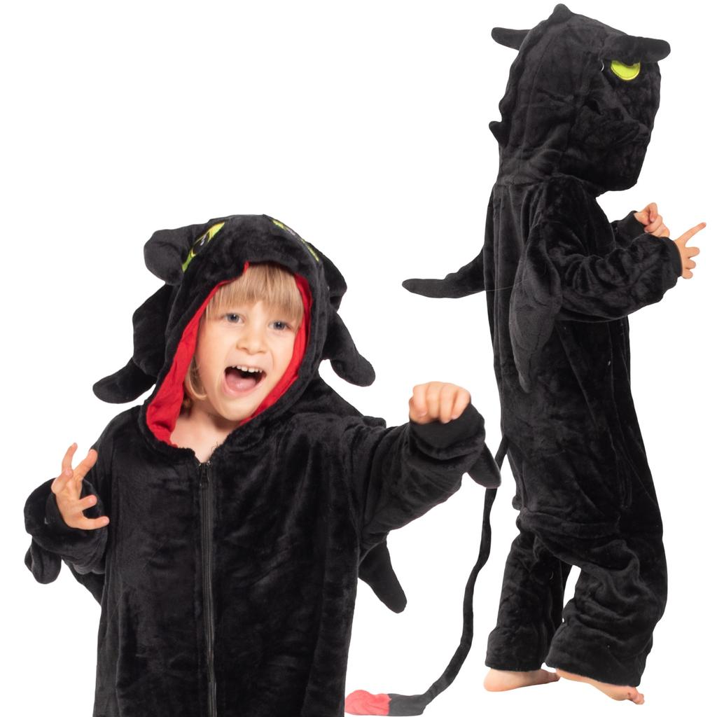 Dětské pyžamo kigurumi onesie drak Štěrbáček černé 135-145