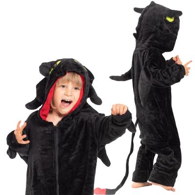 Gyermek pizsama kigurumi onesie sárkány Fogatlan fekete 105-115