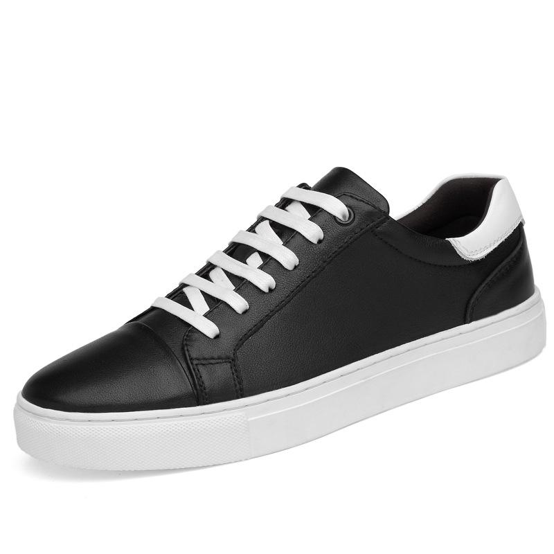 Men's Genuine Leather Frosted Sneakers - Spring/Autumn Versatile Business & Casual Shoes, Plus Size Available