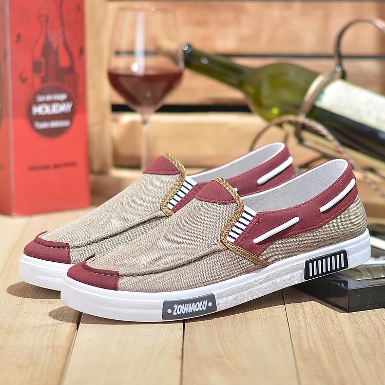 Herremote Pustende fritidssko Komfortable flate lerretssko Myke Slip-on Loafers