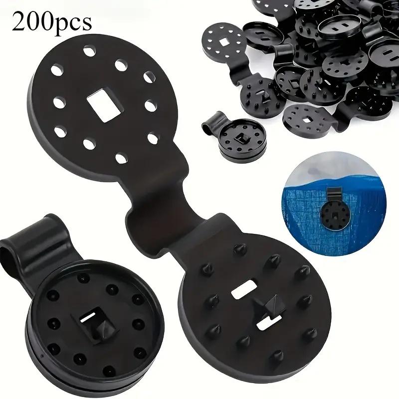 100pcs/200pcs Black Shade Cloth Clips - Durable PP Round Plastic Fasteners for Sun Shades, Patio Mesh Tarps & Garden Covers