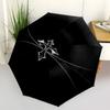 1pc Black Basketball with Cross Design Umbrella with Plastic Handle,Suitable for All Seasons UmbrellaPT541
