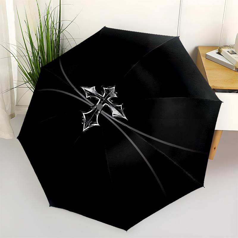 1pc Black Basketball with Cross Design Umbrella with Plastic Handle,Suitable for All Seasons UmbrellaPT541