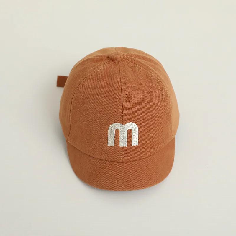 Letter M Baby Baseball Cap Infant Embroidery Peaked Hat Kids Solid Color Duck Tongue Caps 1-3year Boys Girls Short Brim Visors