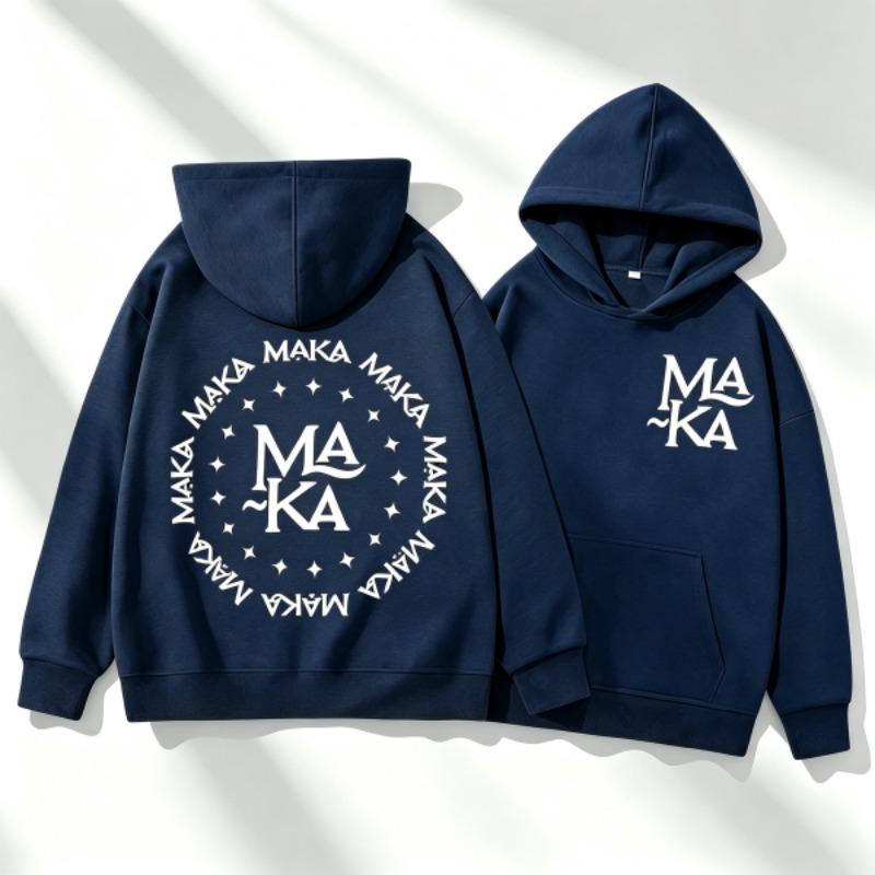 Autumn Men's Women's Hoodies Letter Maka Graphics Printing Unisex Fashion Pullover Long Sleeves Loose Casual Vintage Sweatshirts