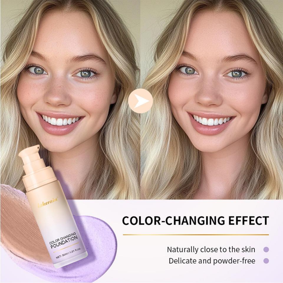 LakerainLight and Thin Color-changing Foundation,photosensitive Color Adjustment, Concealing Blemishes,long-lasting Makeup, Nourishing the Skin