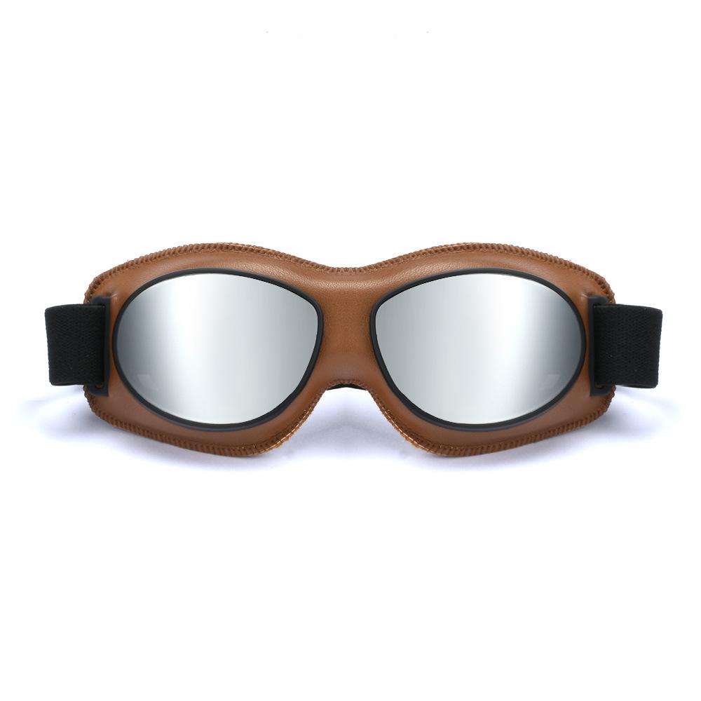 Retro Goggles, Motorcycle Riding Goggles Leather Frame UV Protection Locomotive Modification Accessories