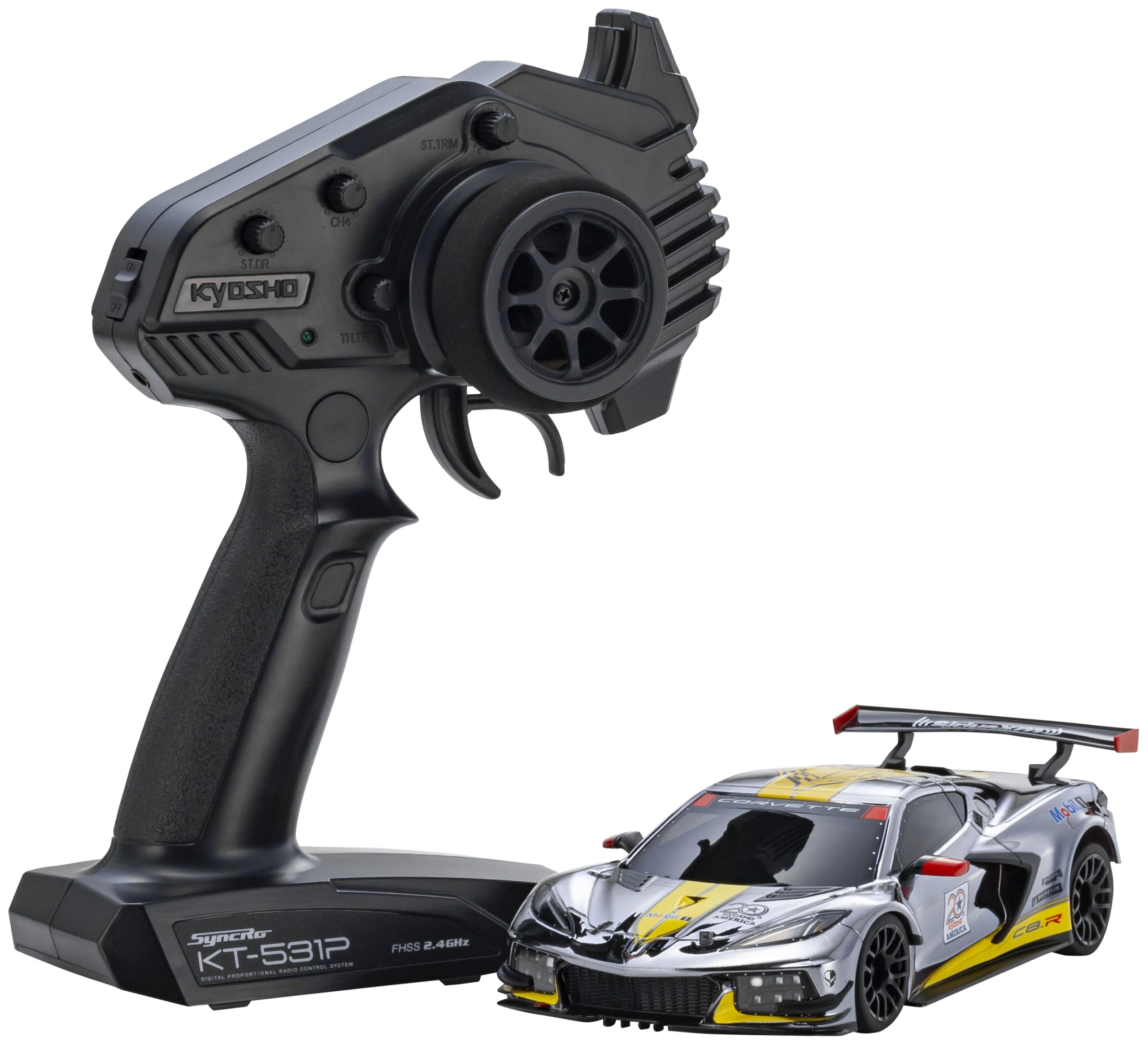 

Kyosho MR04RWD Chevrolet Corvette Chrome Yellow Electric Radio Control 32356CRY r/s C8.R