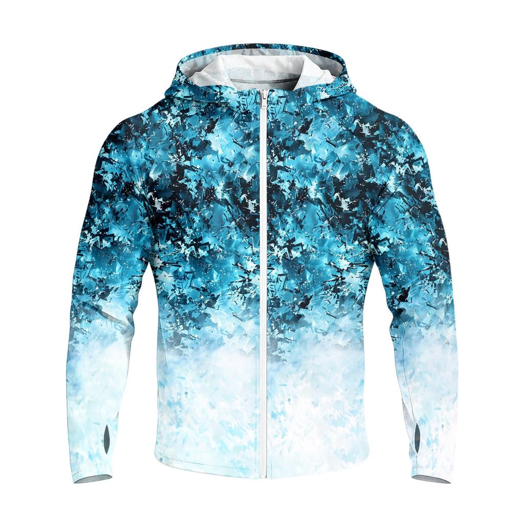 Men's Casual Raglan Sleeve Hoodie Long Sleeve Sun Protection Jacket Lightweight Breathable Outdoor Sports Windbreaker with Full Zip and Thumb Holes