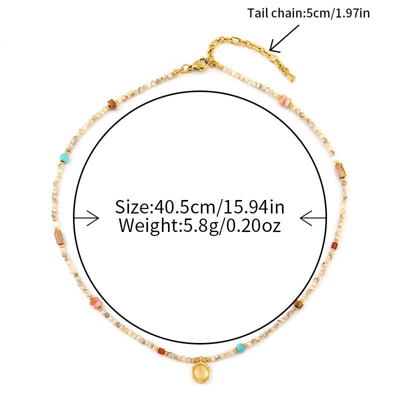 GEMCHIC Women s Bohemian Sweet Colorful Natural Stone Beaded Necklace Romantic Light Geometric Handmade Choker
