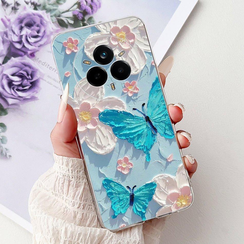 For Realme 14 Pro 14Pro+ Elegant Floral Cat Printed Phone Case For Realme 14 Pro Plus 14Pro 5G Soft Silicone TPU Cases