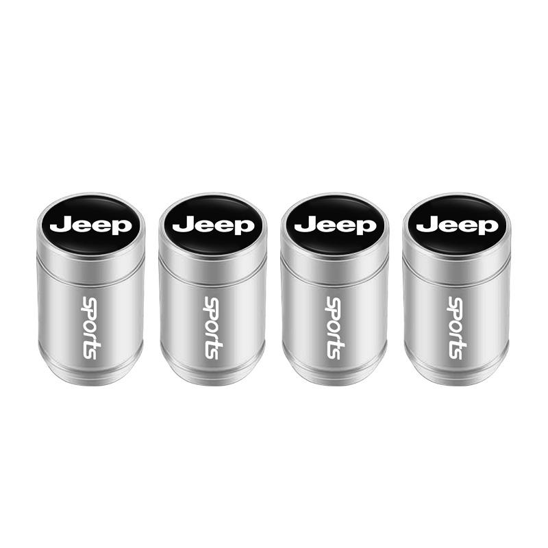 For Jeep 4Pcs Aluminum Alloy Car Tire Valve Cap Dust Cover Accessories For Jeep Grand Cherokee Wrangler JK Gladiator Compass