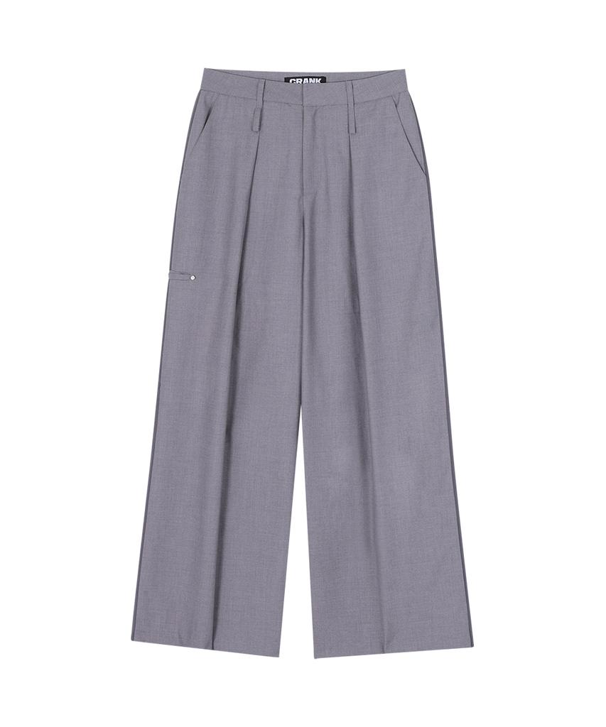 CRANK Low-Rise Riveted Wide Pants_Gray