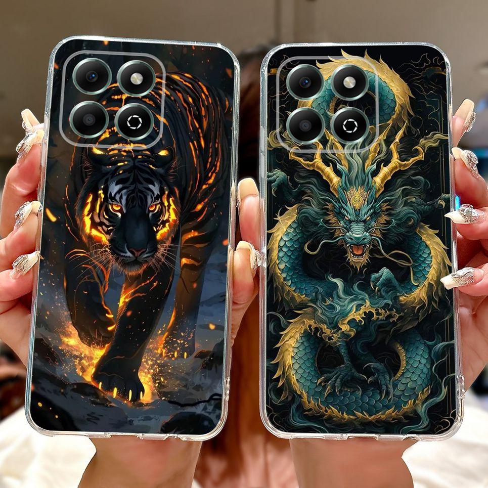 Für Huawei Honor X6 X6s 4G 5G X6a Plus Handyhülle Drache Löwe Tiger Cool Mode Malerei Rückseite Weiches Schwarzes Silikon Hülle