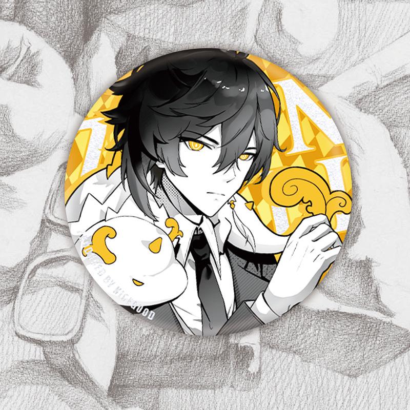 

Скарамуш Сяо Невиллет Чжунли Значок-пуговица Брошь - Подарок для фаната игры 58mm Double Flash Custom