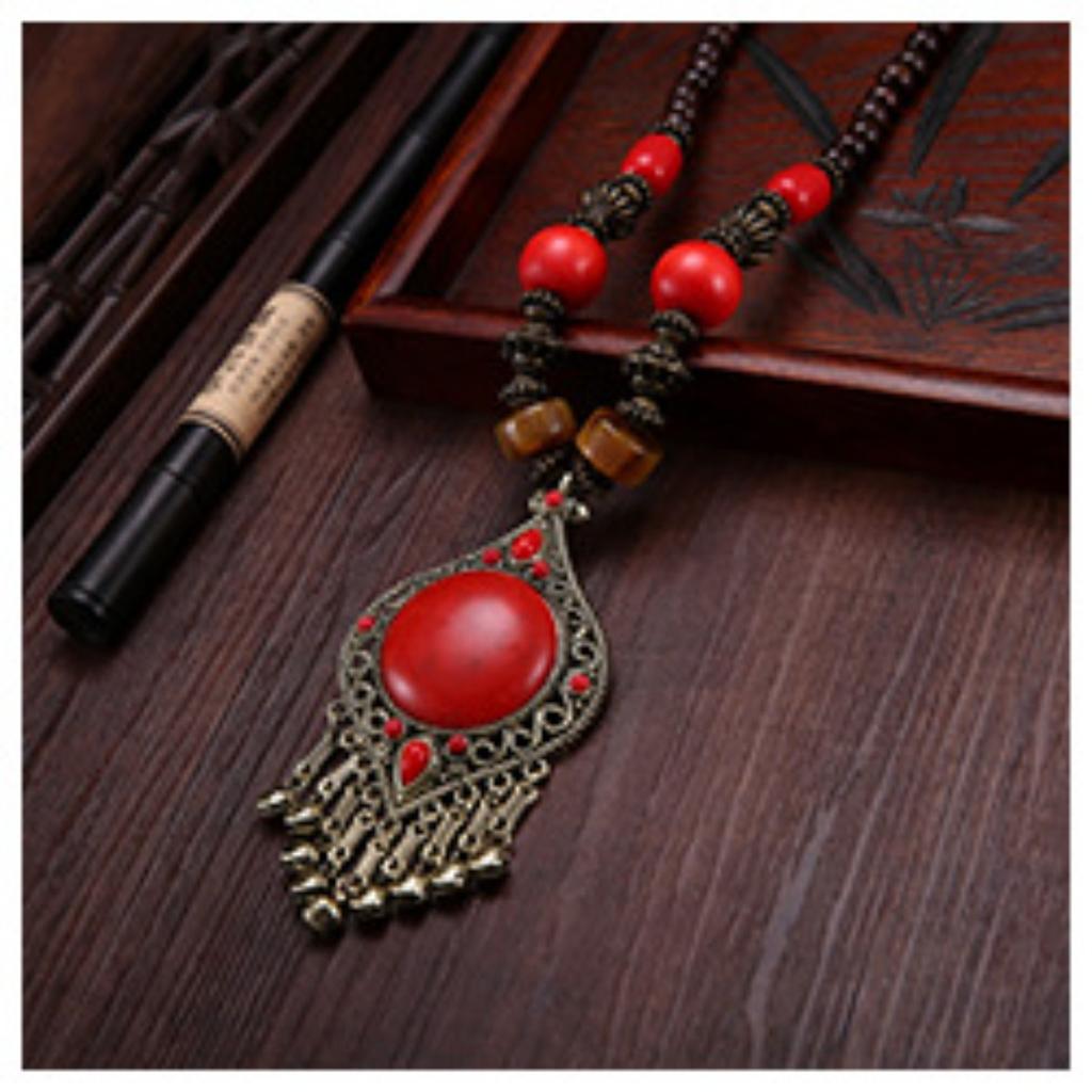 Landie Yunnan Tibetan Ethnic Style Bohemian Necklace Bead String Performance Pendant Accessories