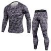 Men Camouflage Printing Fitness T-shirt Fast Drying Tops Pants Sports Basketball Tight Suit