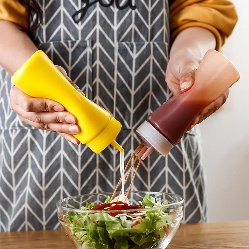 New Plastic Squeezing Sauce bottle Graduated Squeezable Squeeze Bottles Tableware Salad Jam Container
