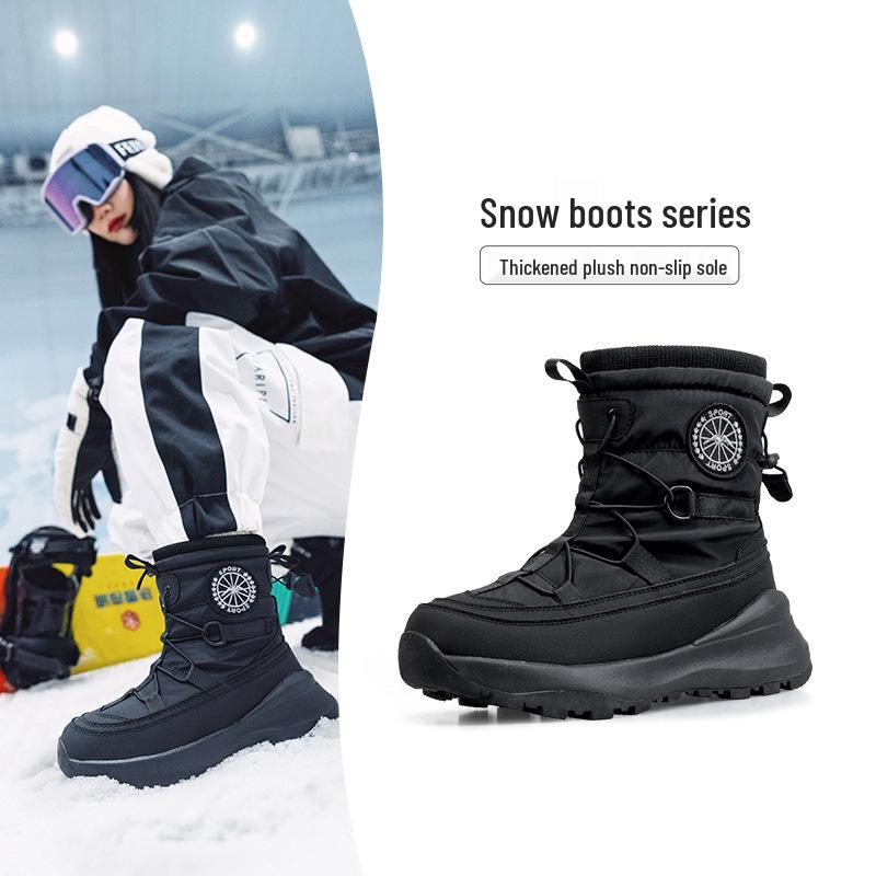 Unisex Snow Boots with Fleece Lining, Women's Cold-Resistant Travel Shoes, Non-Slip Waterproof Men's Footwear